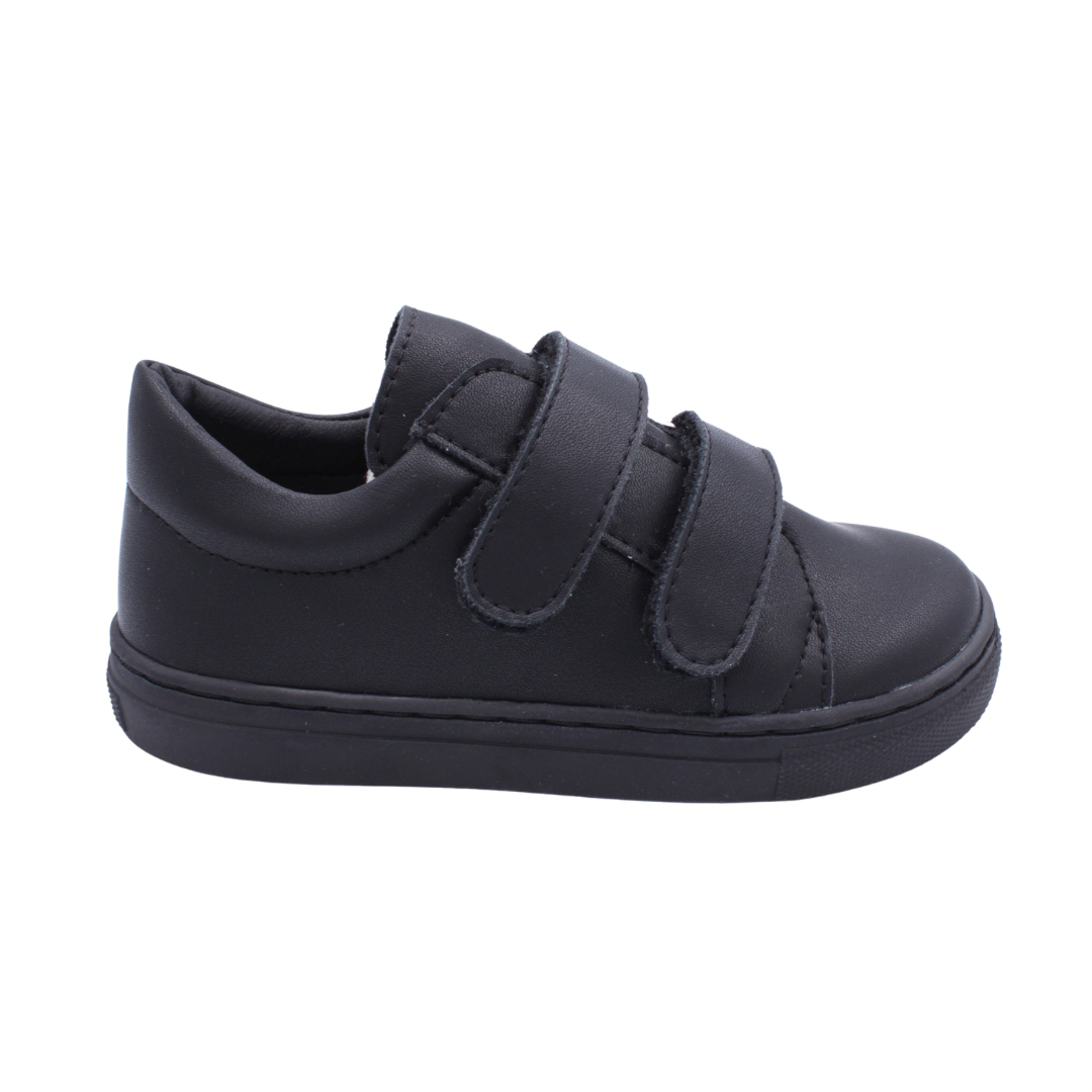 Borborleta boys black leather trainers with velcro