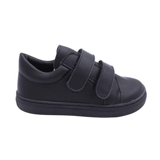 Borborleta boys black leather trainers with velcro