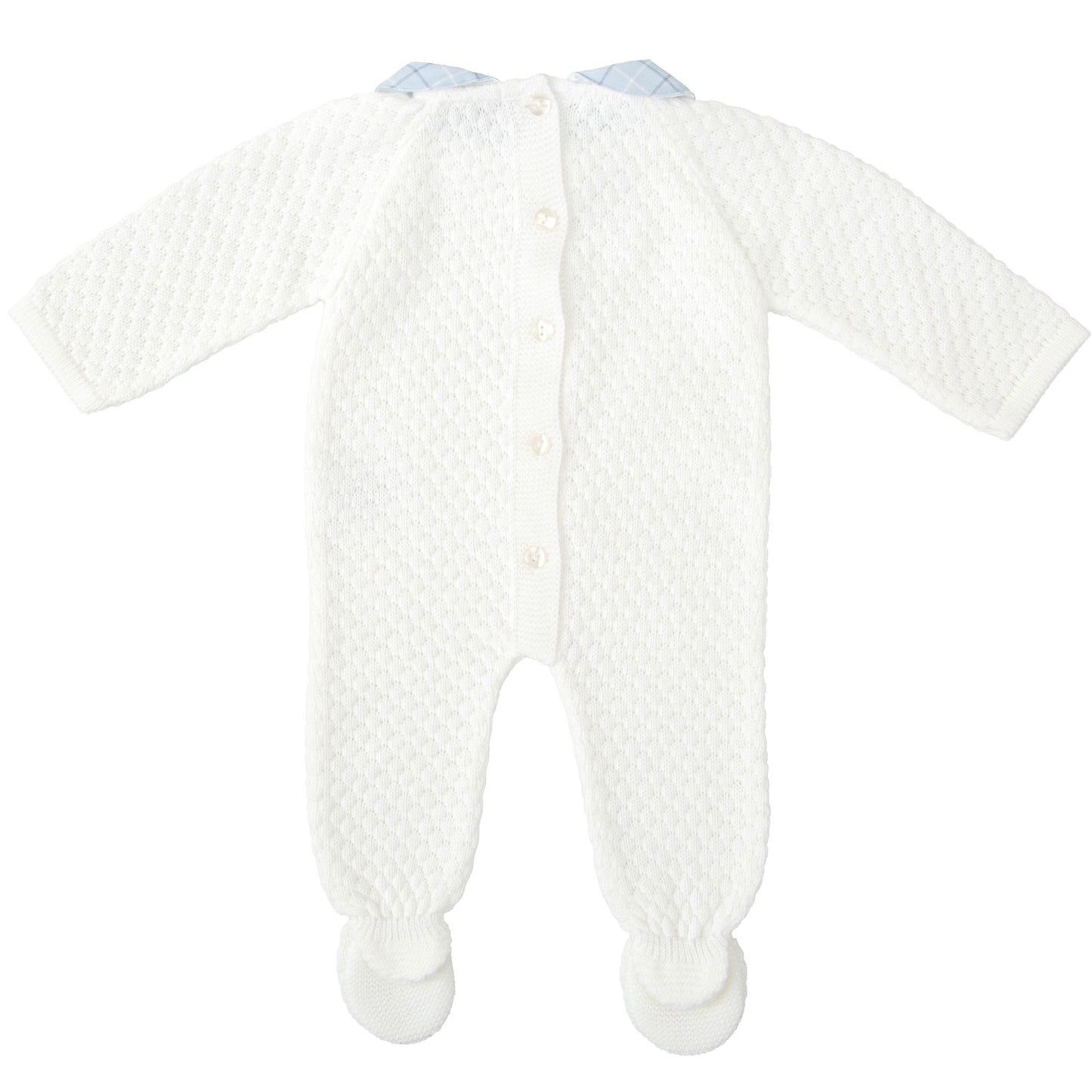 Babidu ivory knitted all in one with matching hat 