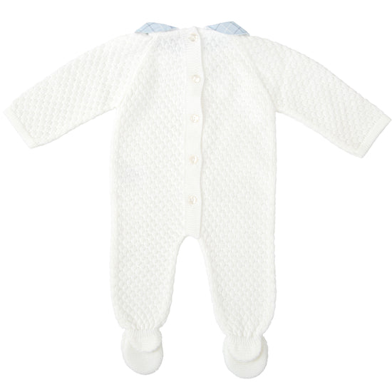 Babidu ivory knitted all in one with matching hat 