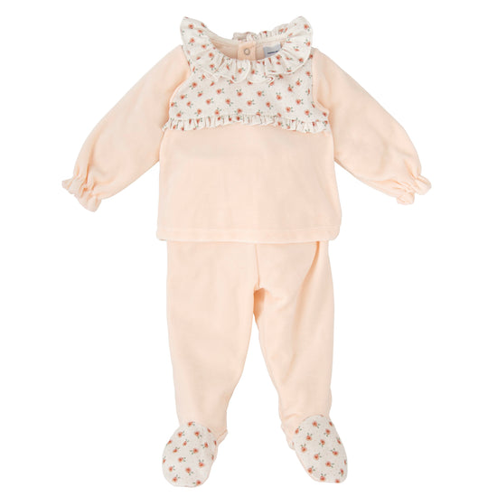 Babidu peach velour baby girls two price set 