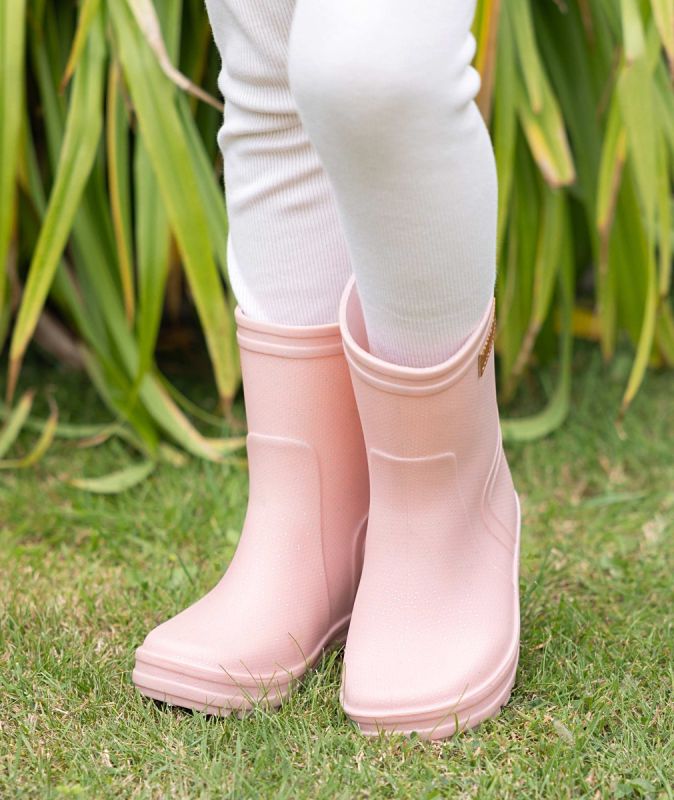 Melia girls pink glitter wellington boots 