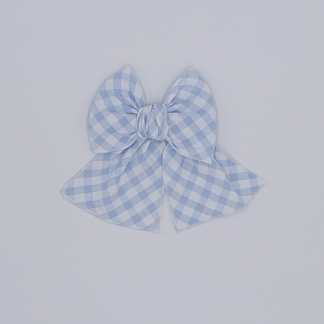 Rahigo baby blue and white gingham hair bow 