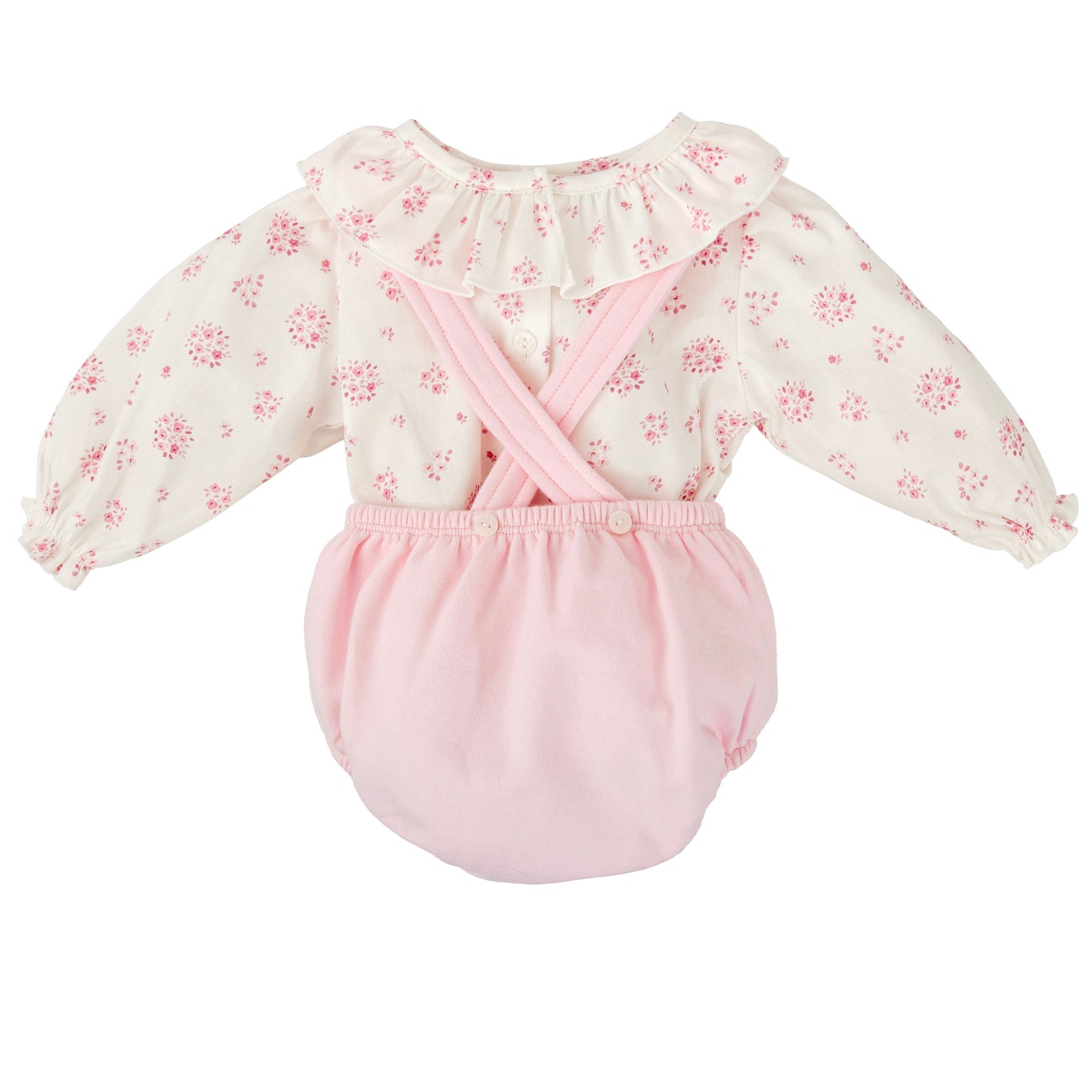 Babidu baby girls pink romper and floral blouse set 