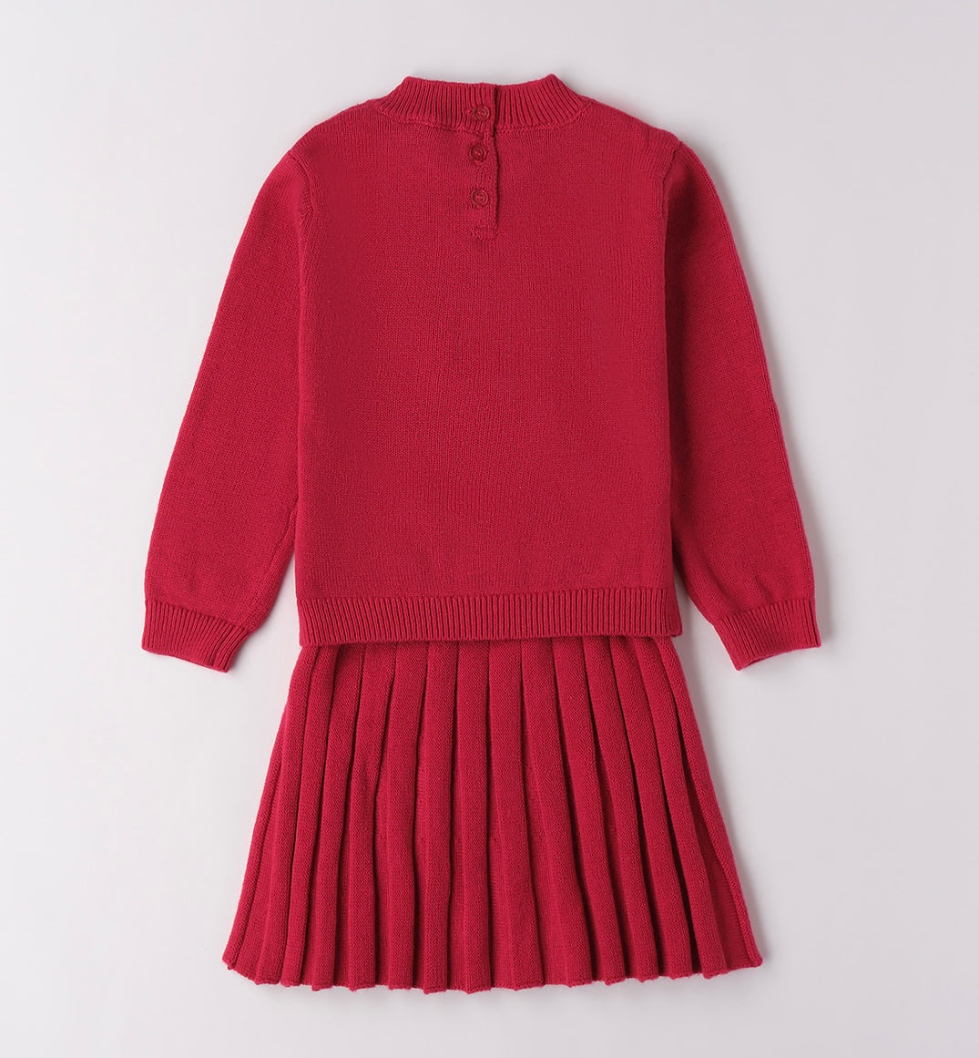 Sarabanda girls red knitted skirt set with squirrel detail 