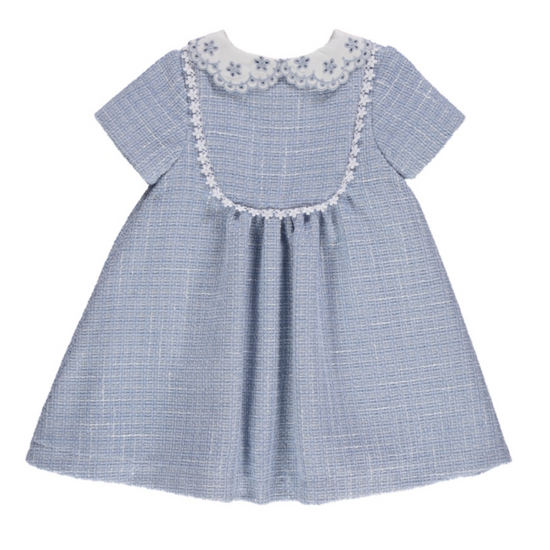 Piccola Speranza little girls blue tweed dress - Adora Childrenswear 