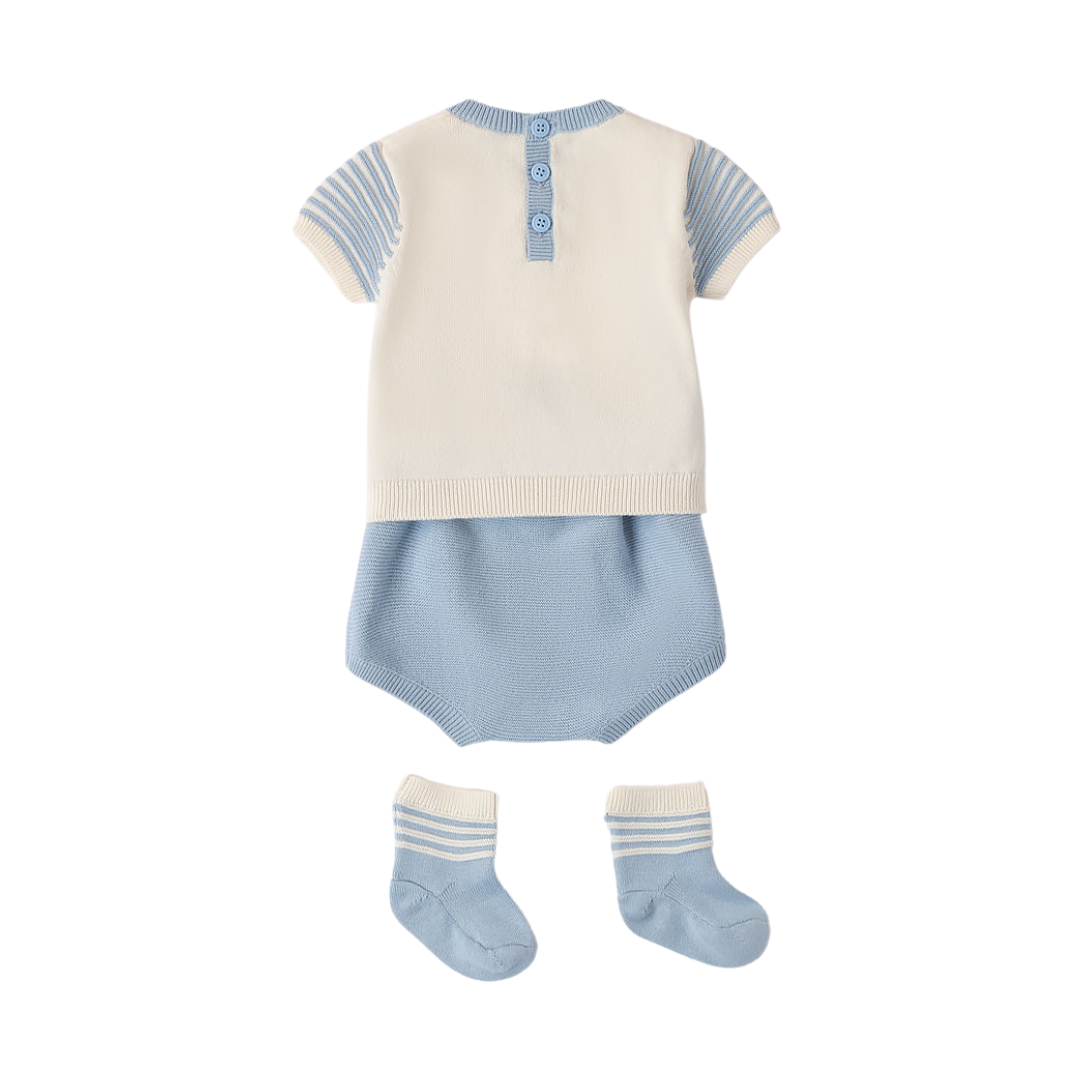 Baby boys blue knitted set for Summer - Adora Childrenswear