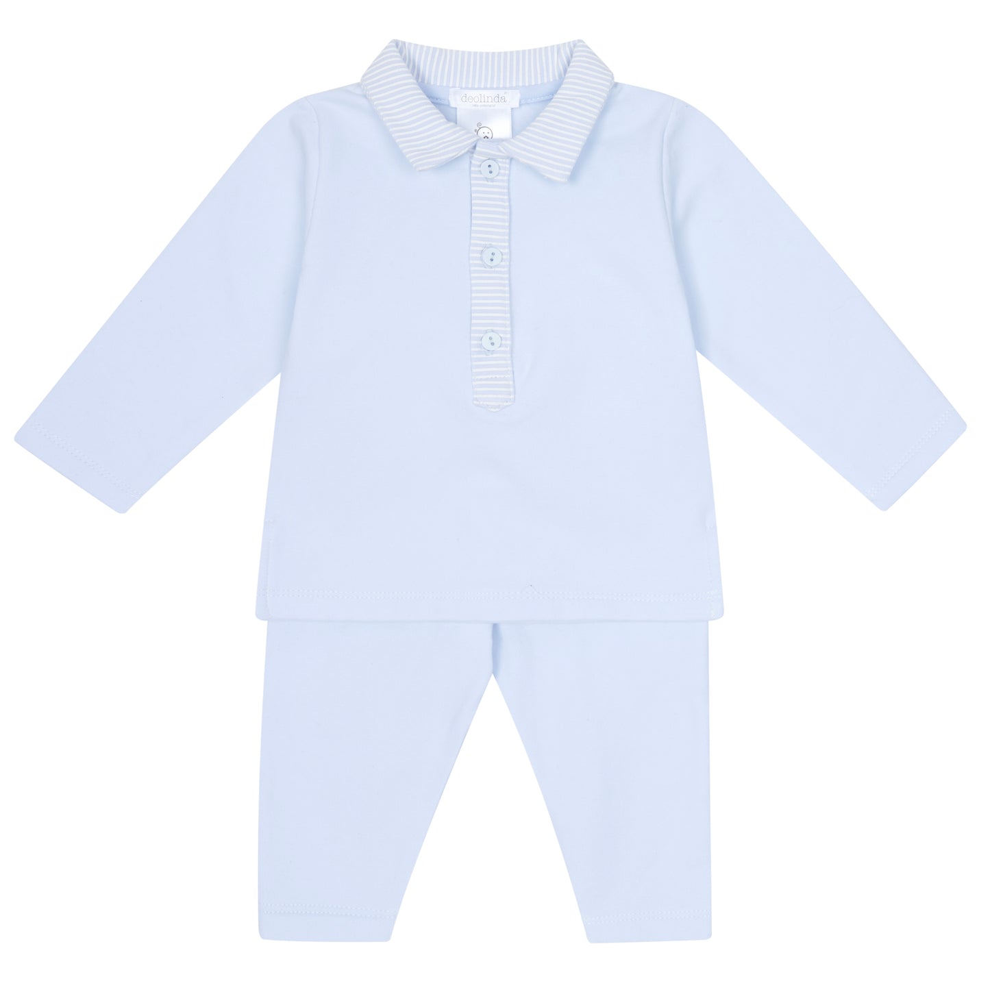 Deolinda AW25 boys pale blue tracksuit with striped collar 