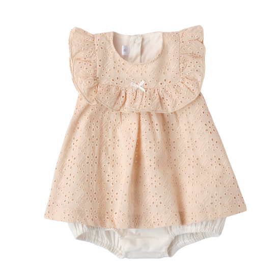 Baby girls broderie anglaise summer romper by Italian brand Minibanda - Adora Childrenswear