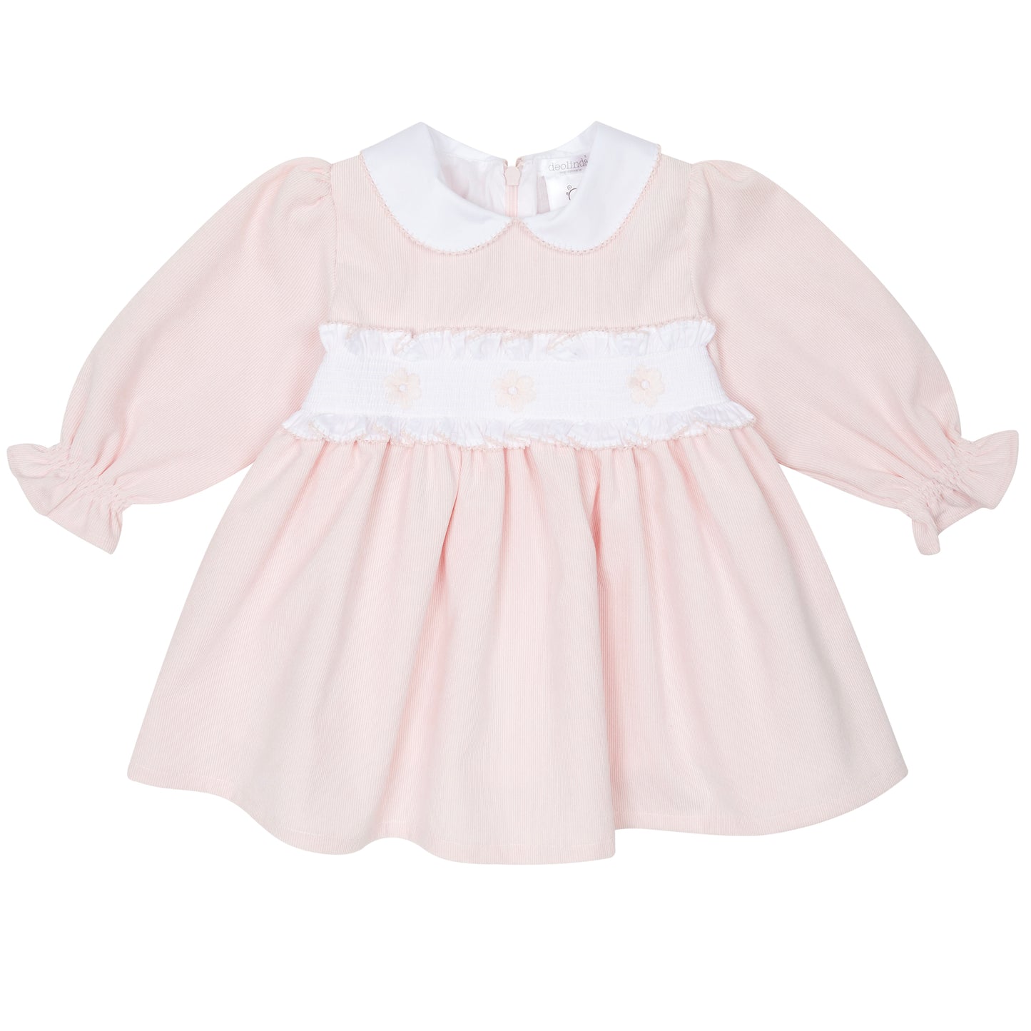 Deolinda blush pink soft corduroy smocked dress 