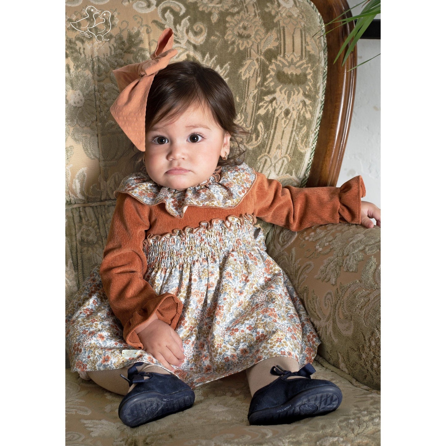 Corduroy and Floral Dress 3215 - Lala Kids 