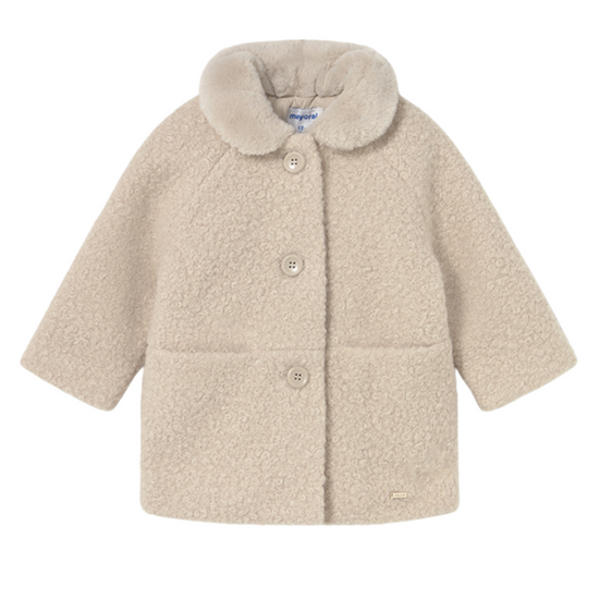 Mayoral girls shearling coat in sandy beige 