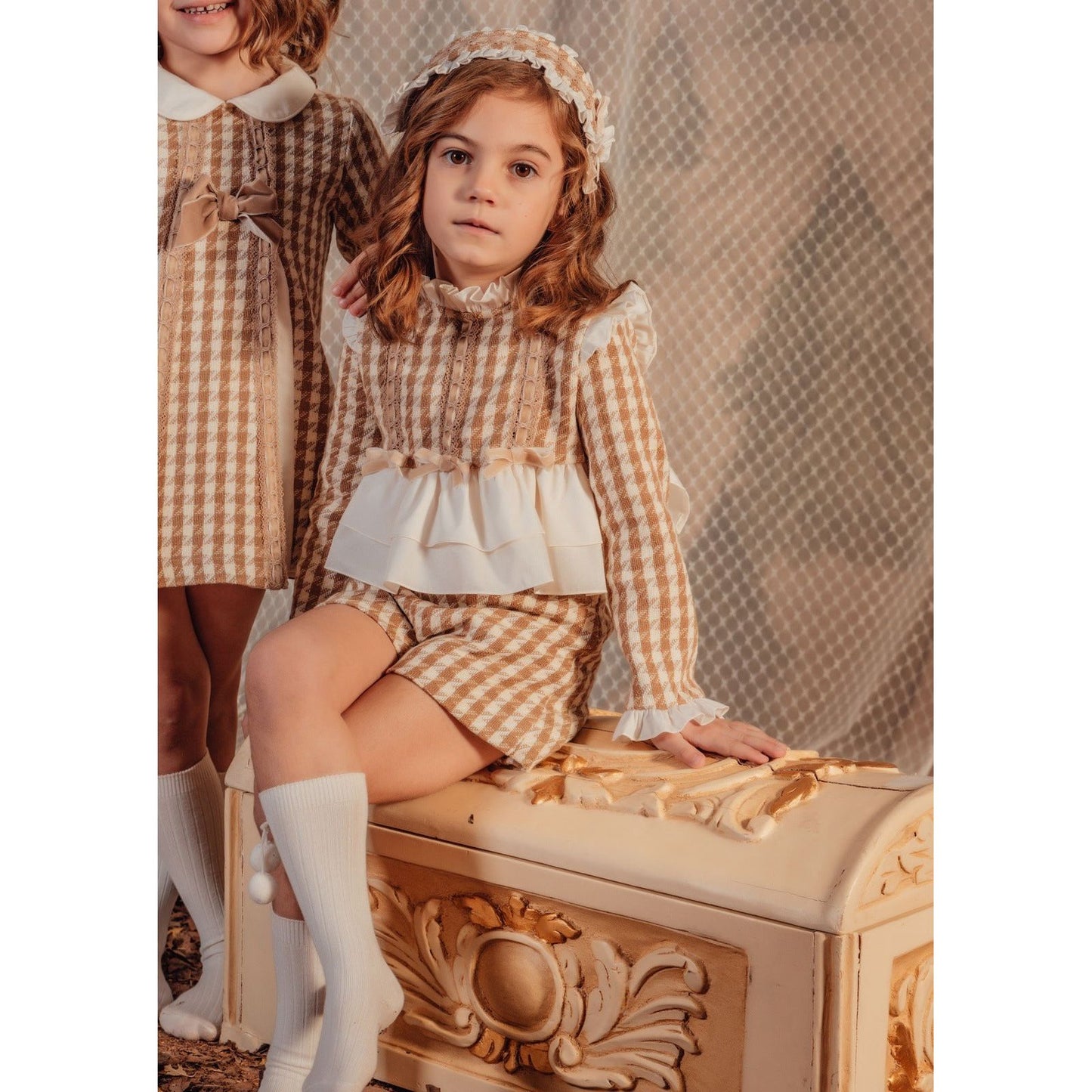 Camel Dogtooth Two Piece 3277 - Lala Kids 