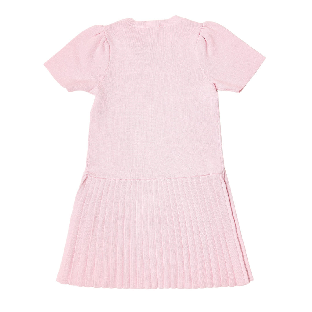 Lili Gaufrette pink pleated knitted dress 