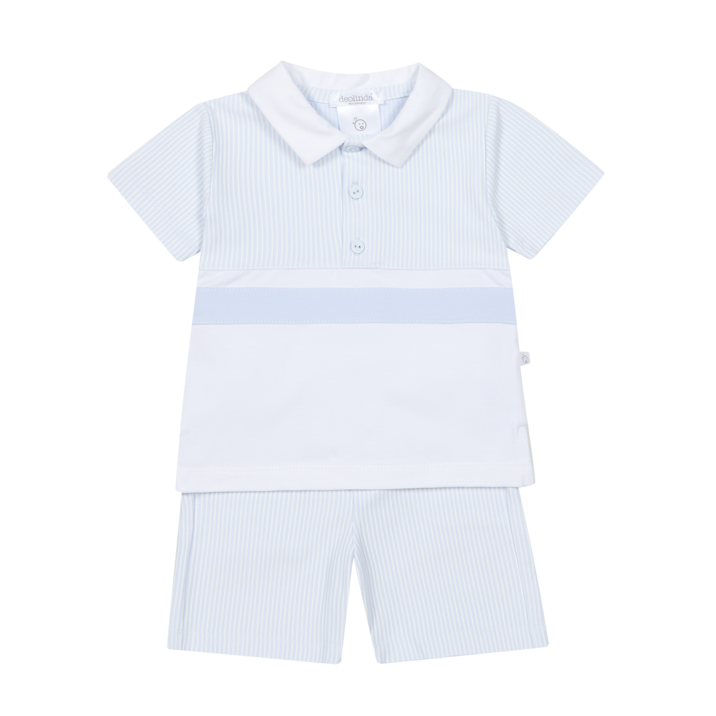 Deolinda boys white and blue polo top and shorts set 