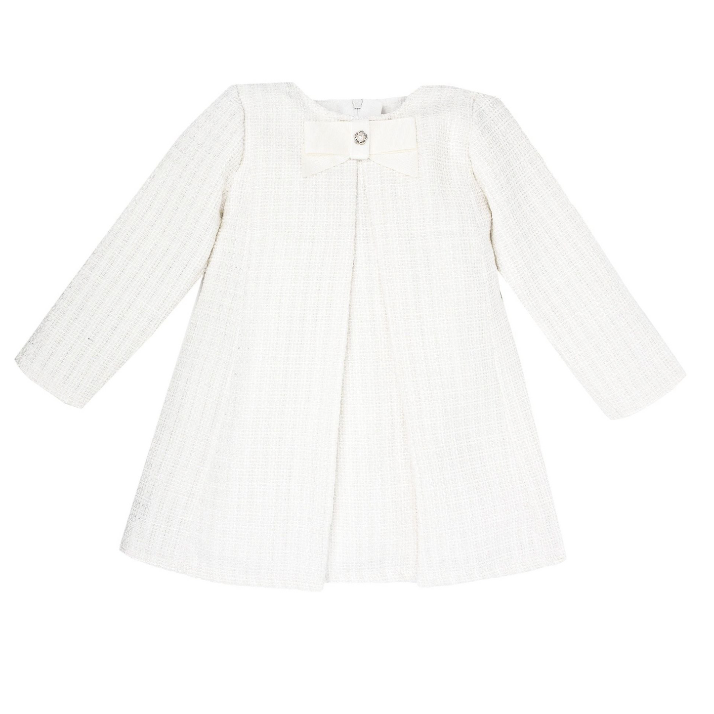 Girls cream tweed dress with bow detail from Jamiks of Poland - Adora Childrenswear 