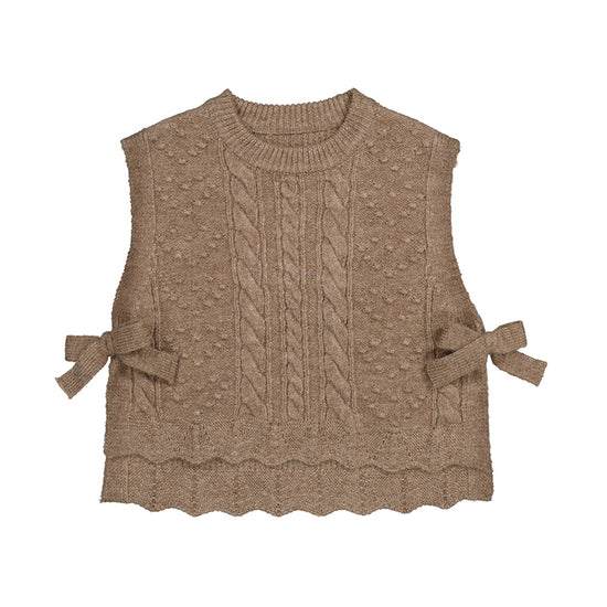 Moyoral girls brown knitted pullover vest sweater 