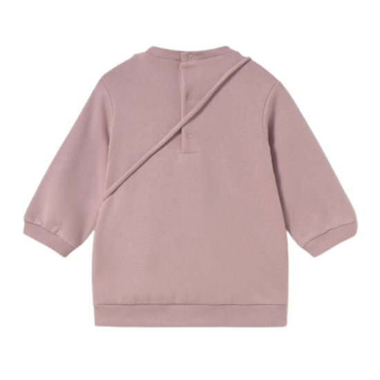 Mayoral girls pink faux fur dress with Teddy bear bag 