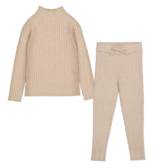 Mayoral girls beige ribbed leggings set 