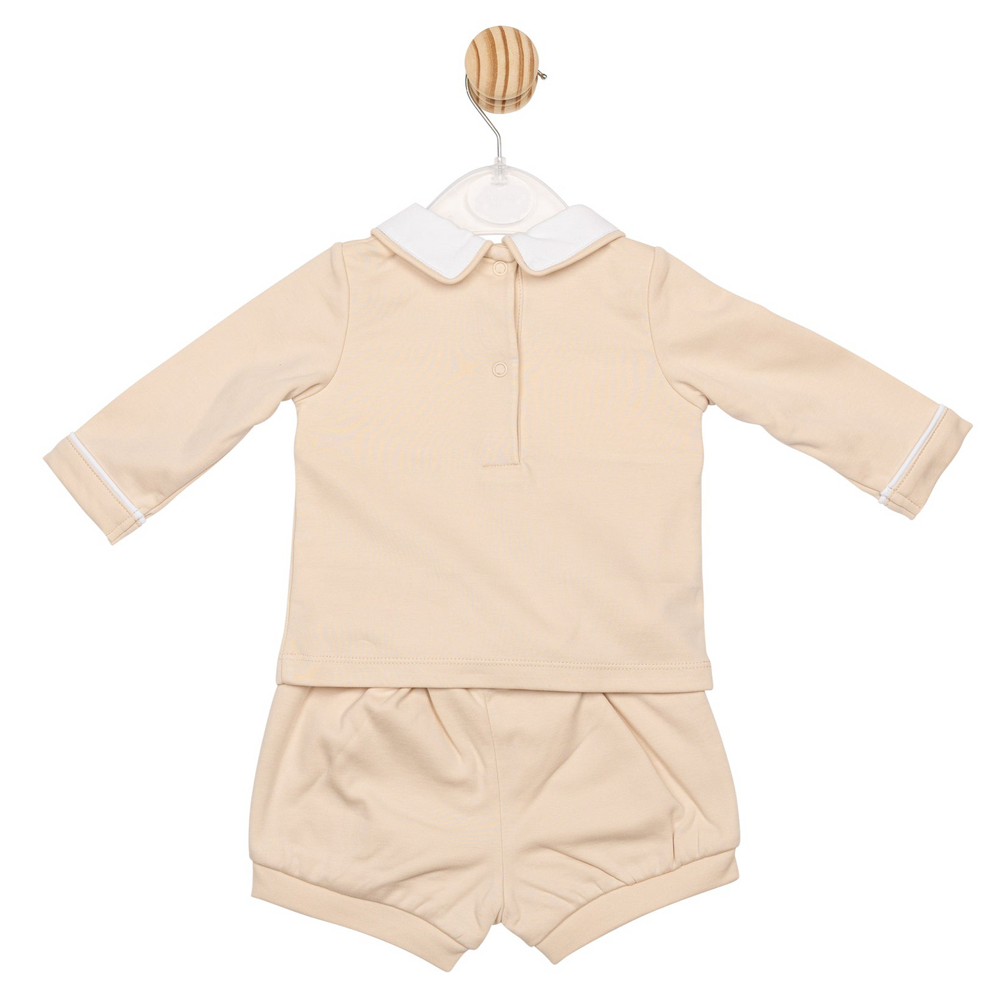 Mintini baby boys beige smocked shorts set