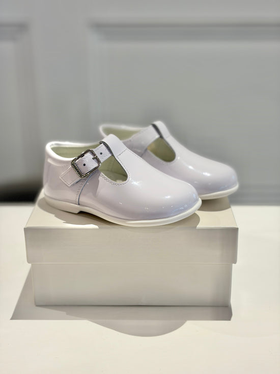 Andanines boys white patent leather t bar classic shoes 