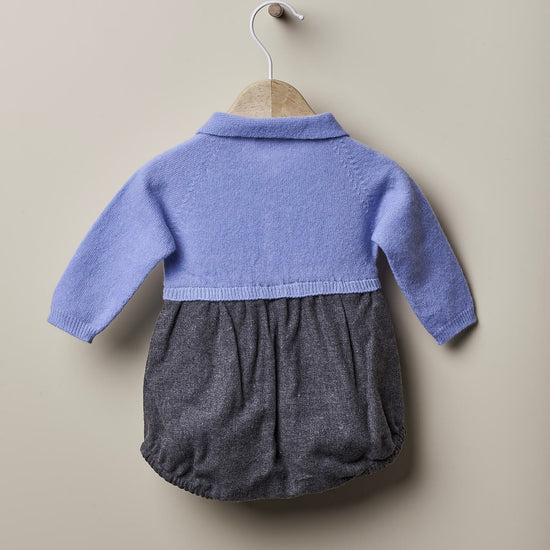 Wedoble baby boys blue and grey half knit romper - Adora Childrenswear 