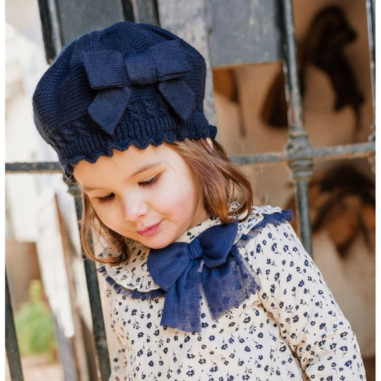 Navy Knitted Beret Rahigo Girls Hats Adora Childrenswear