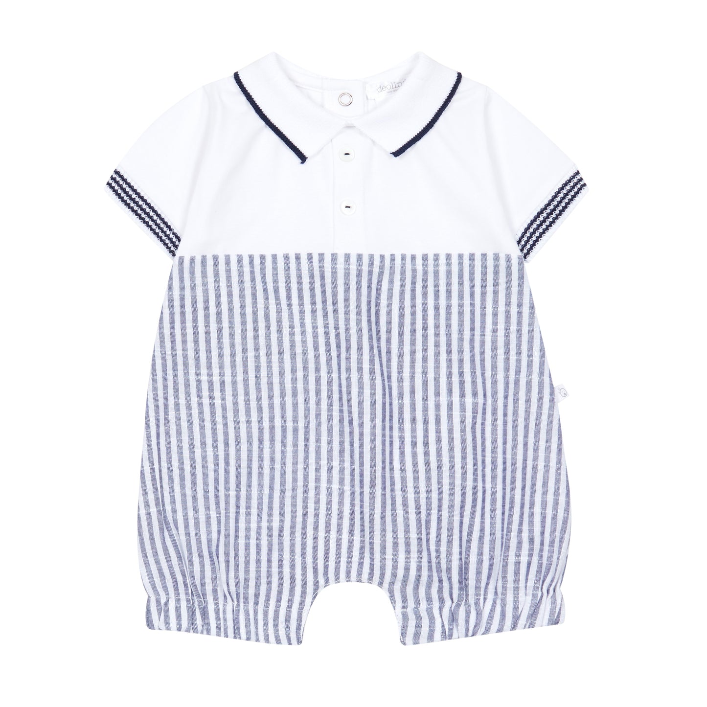 Deolinda baby boys navy and white romper 