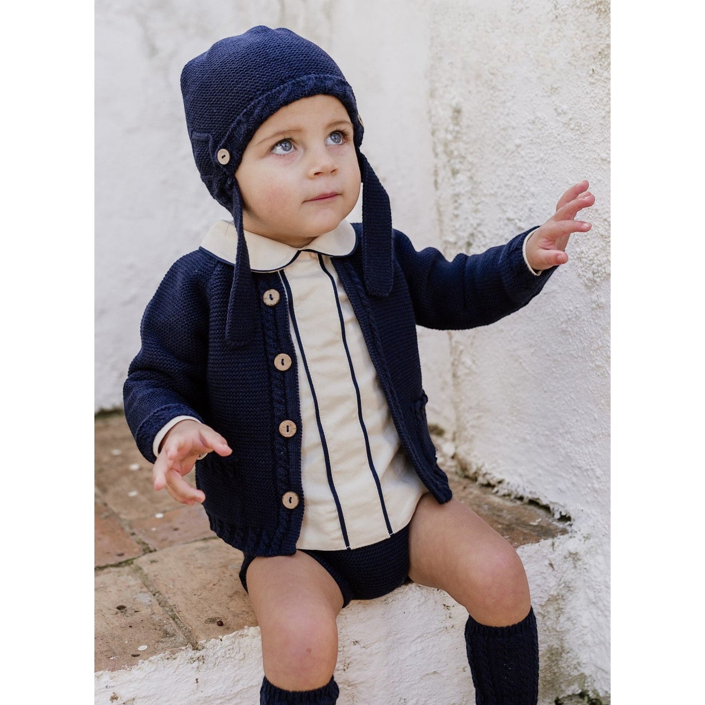 Rahigo baby boys navy knitted outfit 