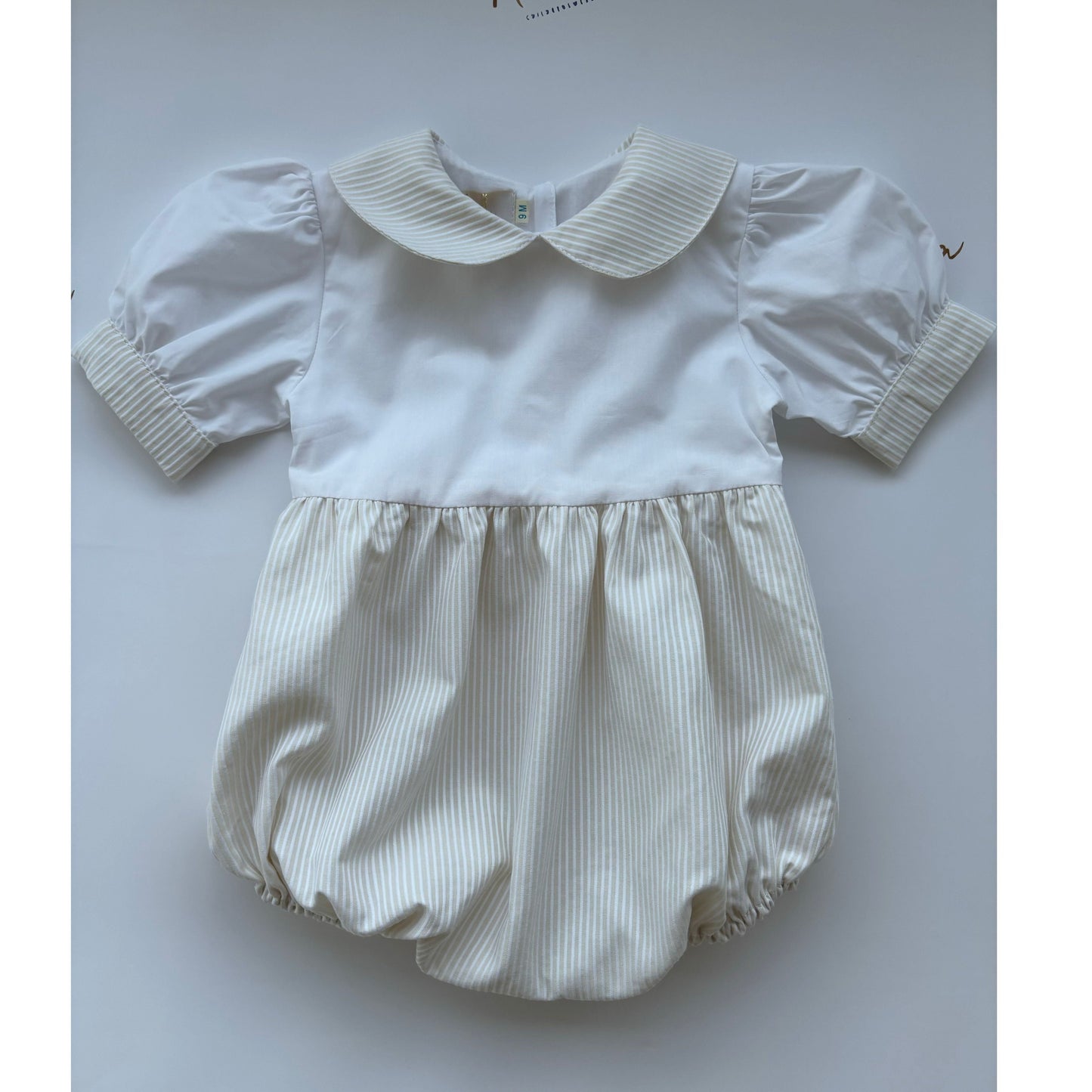 Baby boys cream and white heirloom romper - Adora Childrenswear