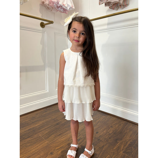 Girls cream pleated Summer dress by Dr Kid - Adora Childrenswear
