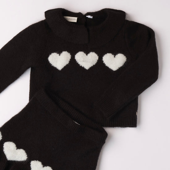 Girls black and white knitted skirt and jumper set - Adora Childrenswear