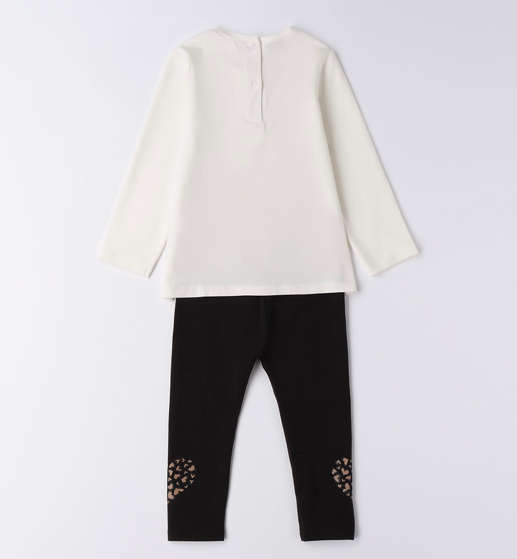 Sarabanda girls leggings set with teddy bear detail on the front 