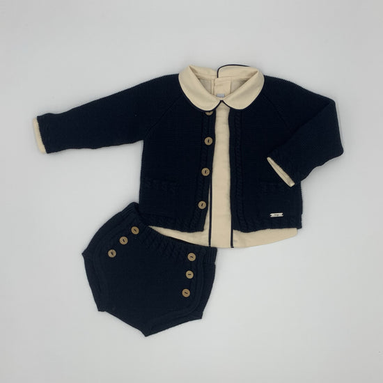 Rahigo boys knitted shorts, cardigan and shirt set