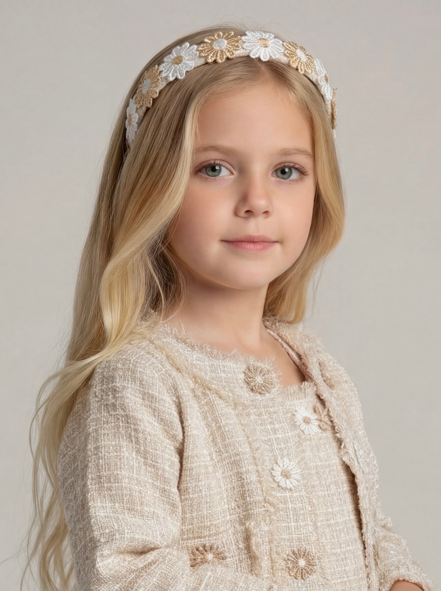 Deolinda girls beige and cream headband 