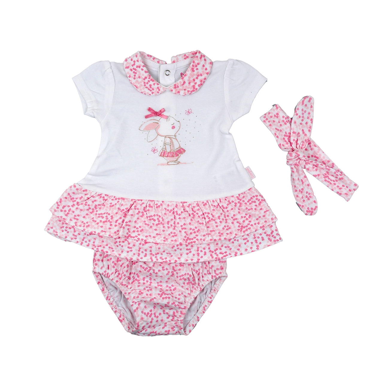 Baby girls pink and white bunny dress designed in Spain - Adora Childrenswear