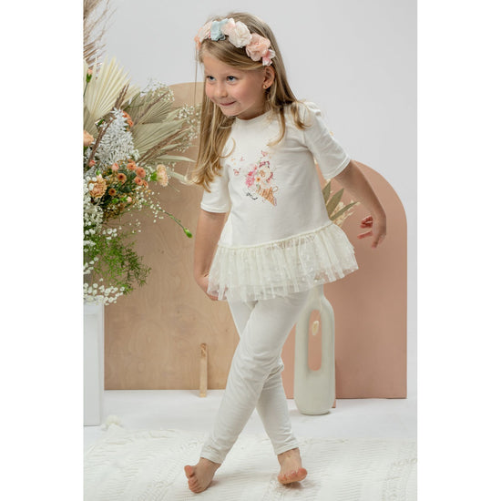 Girls leggings and top with tulle in cream - Adora Childrenswear 