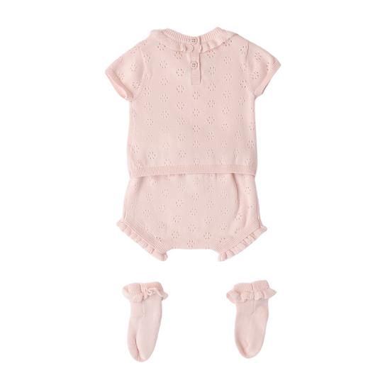 Baby girls knitted pink set with socks - Adora