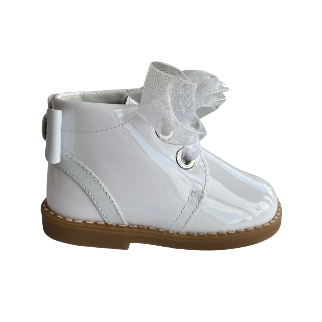 Andanines White Patent Leather Ankle Boots Designer Shoes Adora Childrenswear