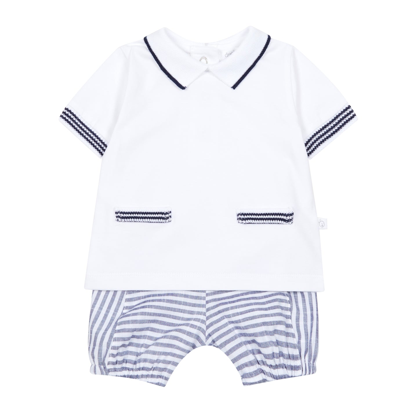 Deolinda boys navy and white striped shorts set 