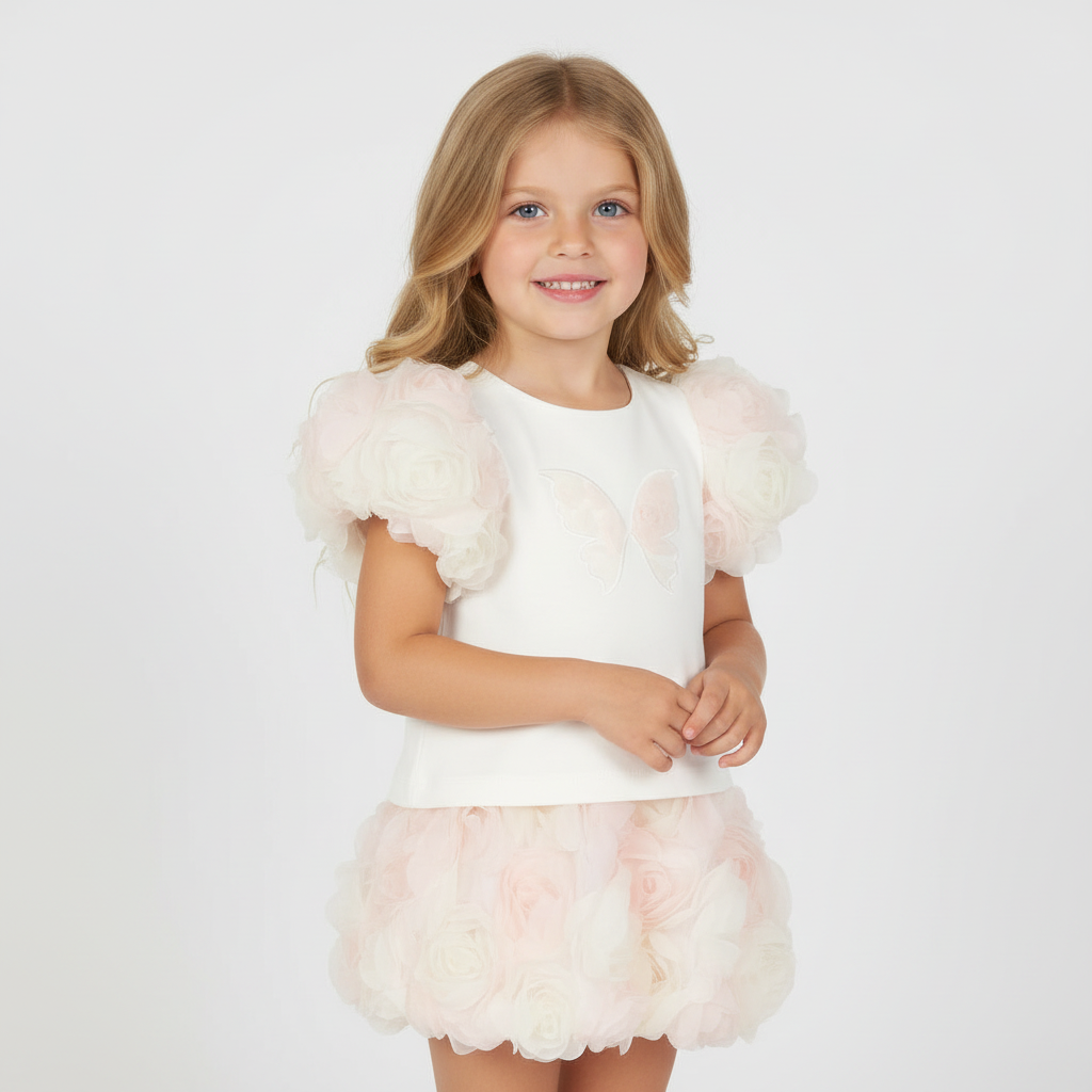 Chic by Deolinda girls pastel floral tulle skirt set 