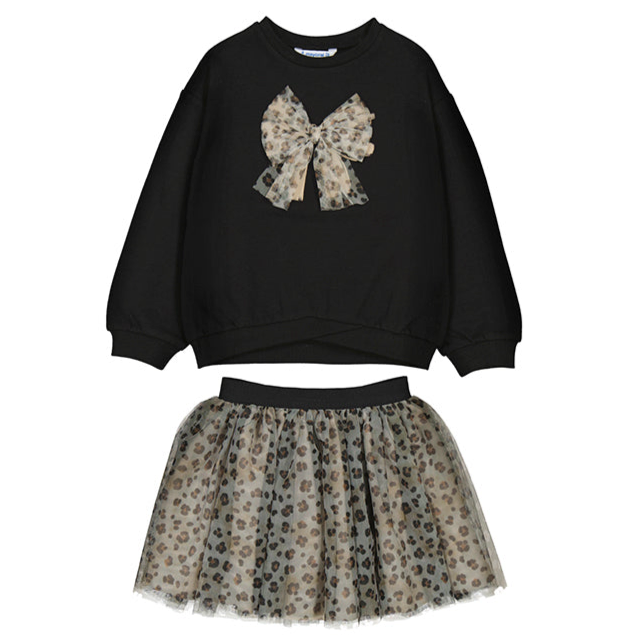Mayoral girls leopard print skirt and jumper set 