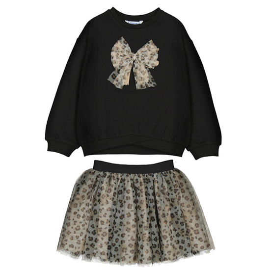 Mayoral girls leopard print skirt and jumper set 
