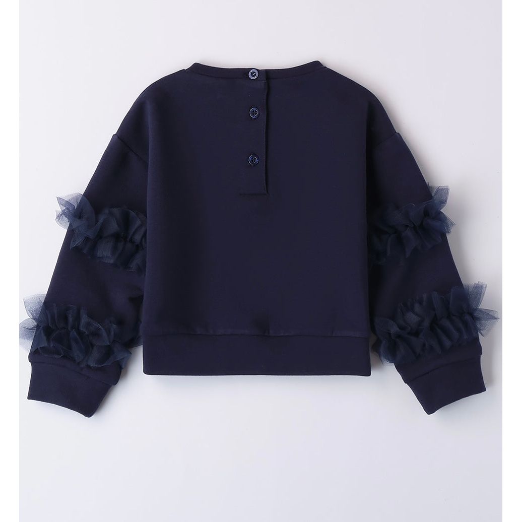 Girls Navy Winter jumper with navy tulle detailing - Adora Childrenswear