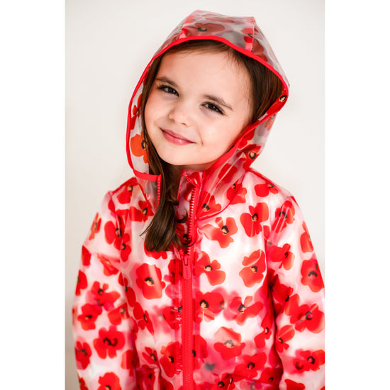 Load image into Gallery viewer, Catamini Red Poppy raincoat for girls 
