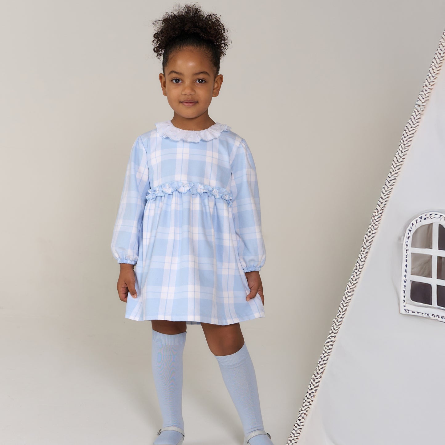 Rapife girls blue and white plaid dress 