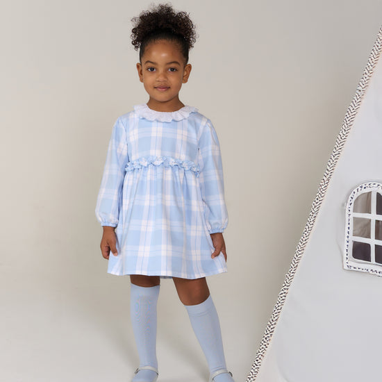 Rapife girls blue and white plaid dress 