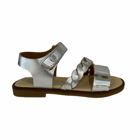 Girls Silver soft leather sandals by Andanines - Adora Childrenswear 