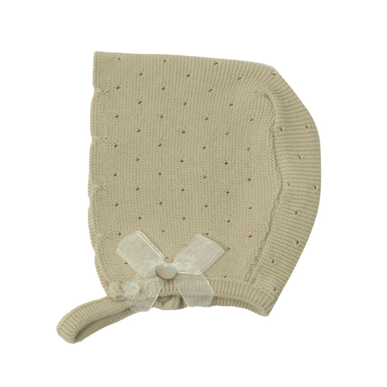 Beige bonnet with tulle bow by Dr Kid - Adora Childrenswear
