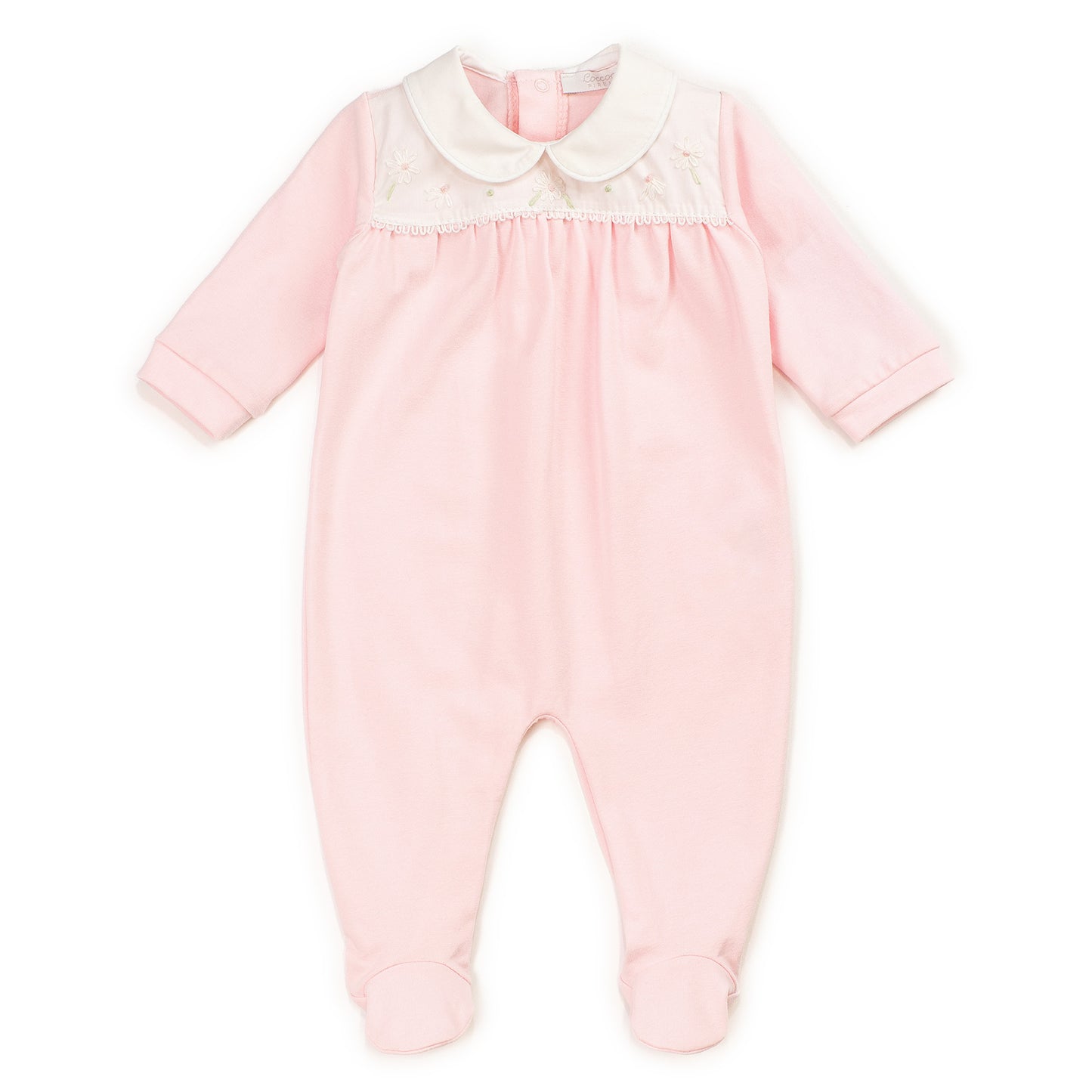 Pale pink baby grow with floral embroidery - Adora Childrenswear